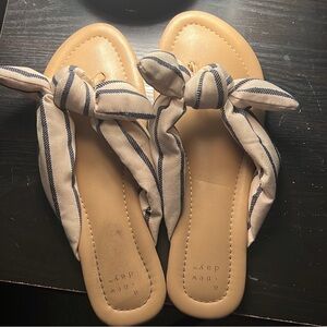 A New Day Cream and Blue Sandals with Bow Detail